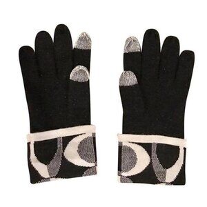 COACH Signature Black & Gray Wool Touch Gloves